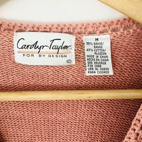 VTG 90s Carolyn Taylor Floral Embroidered beaded crochet Trim Cardigan Sweater M - Picture 8 of 16